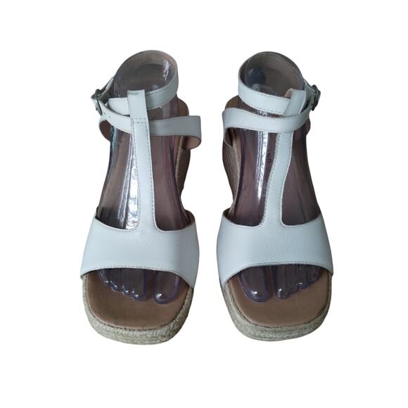 Lucky Brand Women's 9½ White Leather Valki Espadrille Wedge Ankle Strap‎ Sandals - Picture 4 of 13